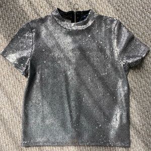 Silver sequins top - ZARA